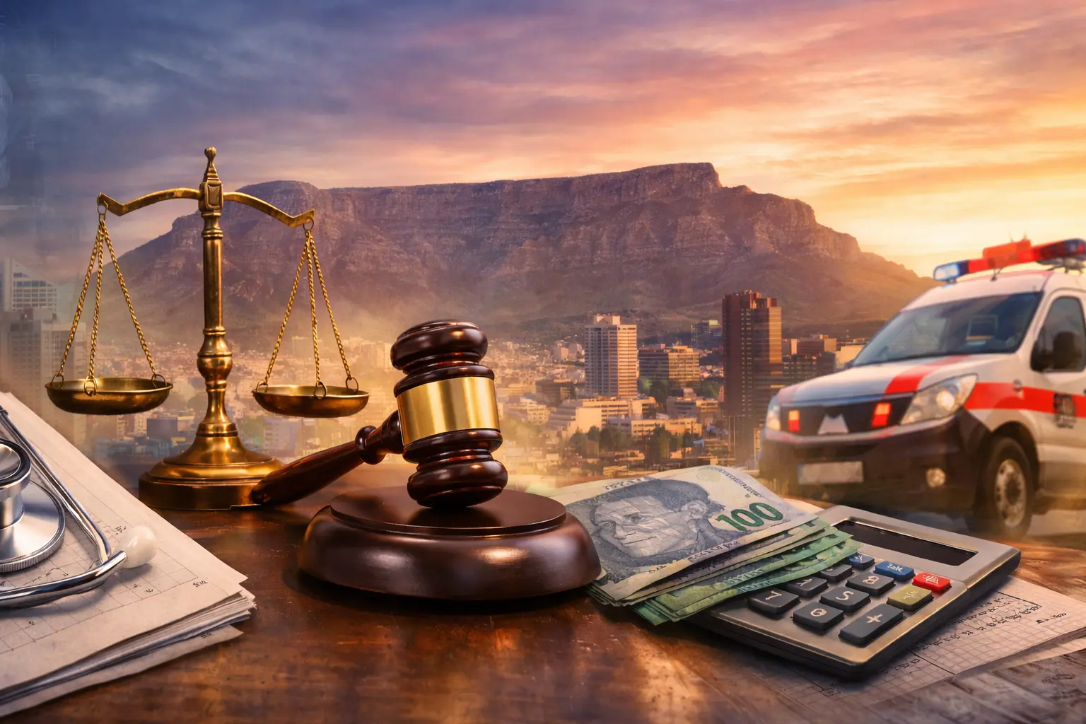 Medico-legal scene with Cape Town skyline